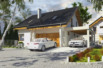  Projekt domu Nowinka IV z garażem i wiatą [A1] (WRF1613) - projekt domu parterowego z poddaszem - Zdjęcie 3