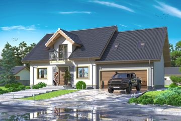  Projekt domu Ajaks 2 (WOE1078) - projekt domu parterowego z poddaszem - Zdjęcie 2