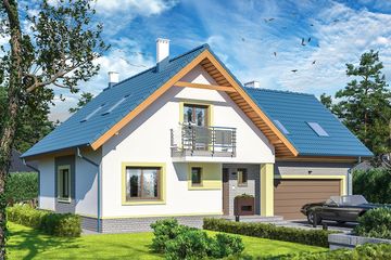  Projekt domu Puk 2 G2 (WOE1079) - projekt domu parterowego z poddaszem - Zdjęcie 1