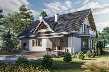 Projekt domu Saba (1500) - parterowy z poddaszem dom o powierzchni 148,40 m², dach dwuspadowy - ujęcie 2