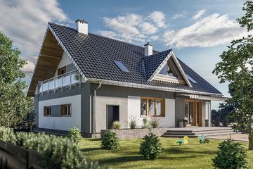 Projekt domu Saba (1500) - parterowy z poddaszem dom o powierzchni 148,40 m², dach dwuspadowy - ujęcie 3