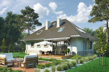  Projekt domu Amadej (827) (KRD1582) - projekt domu parterowego z poddaszem - Zdjęcie 2