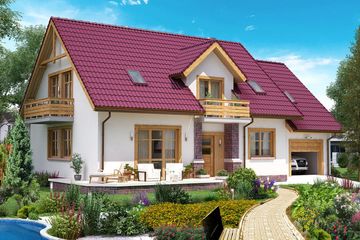  Projekt domu BW-44 z frontem południowym (JGC1059) - projekt domu parterowego z poddaszem - Zdjęcie 1