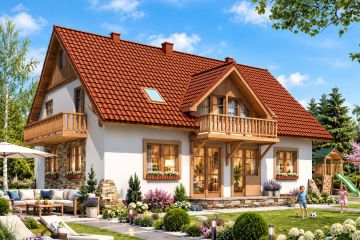 Projekt domu BW-45 agroturystyczny - parterowy z poddaszem dom o powierzchni 213,40 m², dach dwuspadowy - ujęcie 2