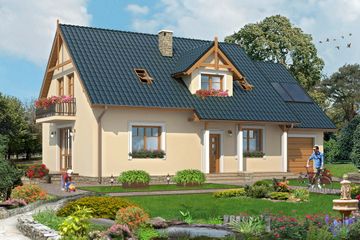  Projekt domu BW-17 z frontem południowym (JGC1035) - projekt domu parterowego z poddaszem - Zdjęcie 1