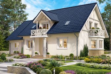Projekt domu BS-12 dwulokalowy - parterowy z poddaszem dom o powierzchni 187,70 m², dach dwuspadowy - ujęcie 2