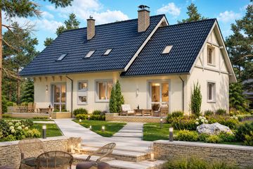Projekt domu BS-12 dwulokalowy - parterowy z poddaszem dom o powierzchni 187,70 m², dach dwuspadowy - ujęcie 3