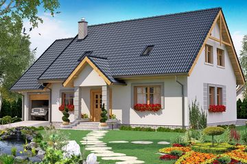  Projekt domu BW-20 wariant 1, energooszczędny (JGC1040) - projekt domu parterowego z poddaszem - Zdjęcie 1