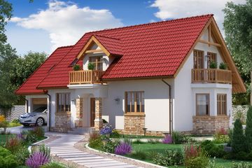  Projekt domu BW-03 z balkonem frontowym (JGC1014) - projekt domu parterowego z poddaszem - Zdjęcie 1