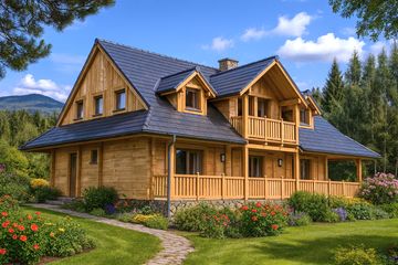  Projekt domu A-137 Dom sokola z bali (BBD1227) - projekt domu parterowego z poddaszem - Zdjęcie 1