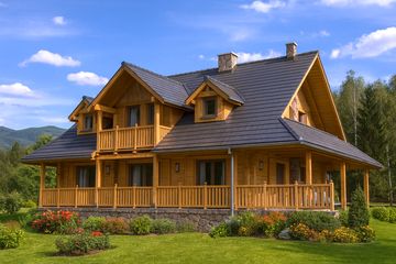  Projekt domu A-137 Dom sokola z bali (BBD1227) - projekt domu parterowego z poddaszem - Zdjęcie 2