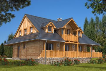  Projekt domu A-137 Dom sokola z bali (BBD1227) - projekt domu parterowego z poddaszem - Zdjęcie 2