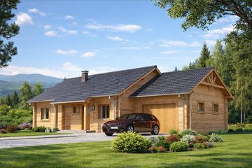  Projekt domu A-139 Dom młynarska z bali (BBD1229) - projekt domu parterowego - Zdjęcie 1