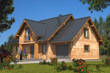  Projekt domu A-132 Dom z bali (BBD1231) - projekt domu parterowego z poddaszem - Zdjęcie 1