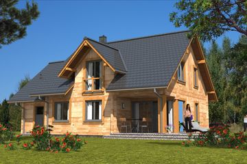  Projekt domu A-132 Dom z bali (BBD1231) - projekt domu parterowego z poddaszem - Zdjęcie 3