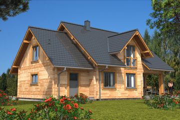  Projekt domu A-132 Dom z bali (BBD1231) - projekt domu parterowego z poddaszem - Zdjęcie 4