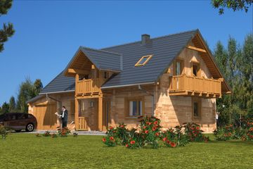  Projekt domu A-138 Dom jagodowa z bali (BBD1234) - projekt domu parterowego z poddaszem - Zdjęcie 1