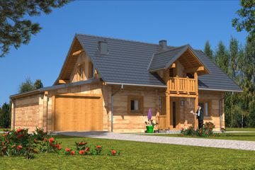  Projekt domu A-138 Dom jagodowa z bali (BBD1234) - projekt domu parterowego z poddaszem - Zdjęcie 2