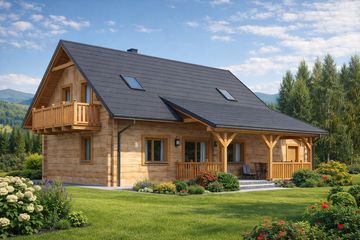  Projekt domu A-138 Dom jagodowa z bali (BBD1234) - projekt domu parterowego z poddaszem - Zdjęcie 3