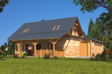  Projekt domu A-138 Dom jagodowa z bali (BBD1234) - projekt domu parterowego z poddaszem - Zdjęcie 3