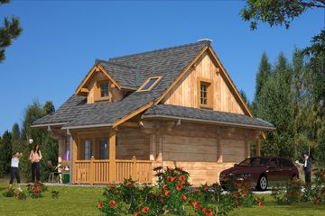  Projekt domu A-136 Dom zachodnia z bali (BBD1237) - projekt domu parterowego z poddaszem - Zdjęcie 2