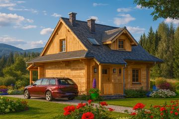  Projekt domu A-136 Dom zachodnia z bali (BBD1237) - projekt domu parterowego z poddaszem - Zdjęcie 4