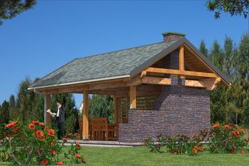  Projekt altany W-1 Wiata z grilem szkieletowy (BBD1241) - projekt altany parterowego - Zdjęcie 4