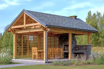  Projekt altany W-1 Wiata z grilem szkieletowy (BBD1241) - projekt altany parterowego - Zdjęcie 1