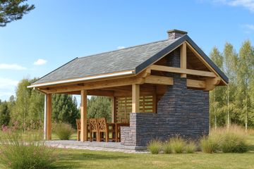  Projekt altany W-1 Wiata z grilem szkieletowy (BBD1241) - projekt altany parterowego - Zdjęcie 2