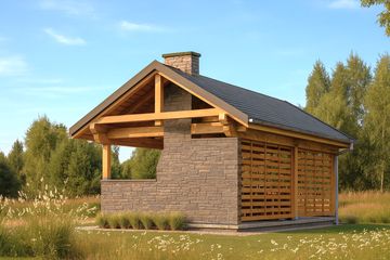  Projekt altany W-1 Wiata z grilem szkieletowy (BBD1241) - projekt altany parterowego - Zdjęcie 3