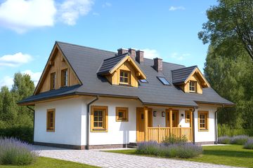  Projekt domu ABL-136 Dom rubinowa szkieletowy (BBD1244) - projekt domu parterowego z poddaszem - Zdjęcie 1