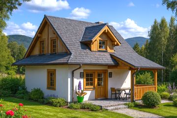  Projekt domu A-136 Dom szkieletowy (BBD1247) - projekt domu parterowego z poddaszem - Zdjęcie 1