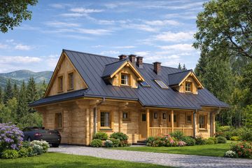  Projekt domu ABL-136 Dom rubinowa z bali (BBD1248) - projekt domu parterowego z poddaszem - Zdjęcie 2