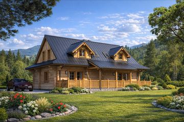  Projekt domu ABL-136 Dom rubinowa z bali (BBD1248) - projekt domu parterowego z poddaszem - Zdjęcie 3