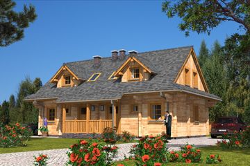  Projekt domu ABL-136 Dom rubinowa z bali (BBD1248) - projekt domu parterowego z poddaszem - Zdjęcie 3