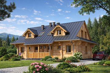  Projekt domu ABL-136 Dom rubinowa z bali (BBD1248) - projekt domu parterowego z poddaszem - Zdjęcie 4