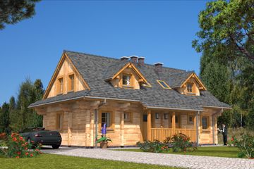  Projekt domu ABL-136 Dom rubinowa z bali (BBD1248) - projekt domu parterowego z poddaszem - Zdjęcie 4