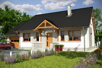  Projekt domu Rafi z garażem 1-st. [A] (WRF1628) - projekt domu parterowego - Zdjęcie 1