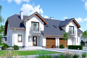  Projekt domu APS 107 dwulokalowy (LUA1379) - projekt domu parterowego z poddaszem - Zdjęcie 1