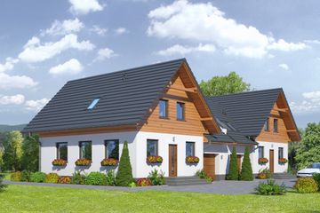  Projekt domu Gronowo xy bliźniak (KRP1862) - projekt domu parterowego z poddaszem - Zdjęcie 1