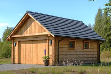  Projekt garażu G-2 Garaż podwójny z bali (BBD1249) - projekt garażu parterowego - Zdjęcie 1