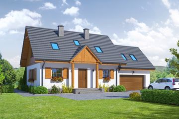  Projekt domu Hoczew mk 11gg (KRP1870) - projekt domu parterowego z poddaszem - Zdjęcie 1