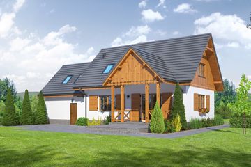  Projekt domu Hoczew mk 11gg (KRP1870) - projekt domu parterowego z poddaszem - Zdjęcie 2