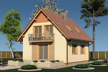  Projekt domu Domek Mały (004 ES) (SLF1046) - projekt domu parterowego z poddaszem - Zdjęcie 2