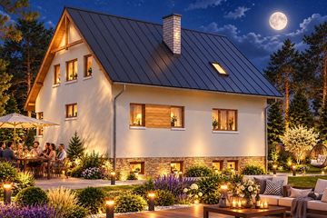 Projekt domu BW-18 wariant (podpiwniczony - parterowy z poddaszem dom o powierzchni 124,40 m², dach dwuspadowy - ujęcie 3