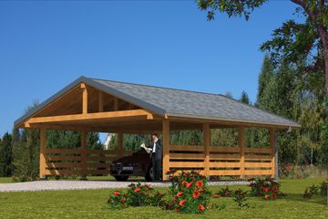  Projekt wiaty garażowej W-2 Wiata podwójna szkieletowy (BBD1254) - projekt wiaty parterowego - Zdjęcie 1