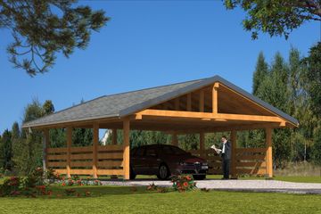  Projekt wiaty garażowej W-2 Wiata podwójna szkieletowy (BBD1254) - projekt wiaty parterowego - Zdjęcie 2