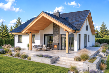 Projekt domu Simon G1 - parterowy dom o powierzchni 118,23 m², dach dwuspadowy - ujęcie 2
