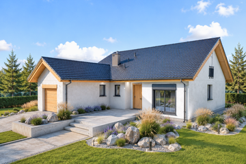 Projekt domu Simon G1 - parterowy dom o powierzchni 118,23 m², dach dwuspadowy - ujęcie 3