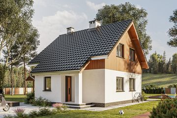Projekt domu Groszek (1513) - parterowy z poddaszem dom o powierzchni 74,20 m², dach dwuspadowy - ujęcie 2